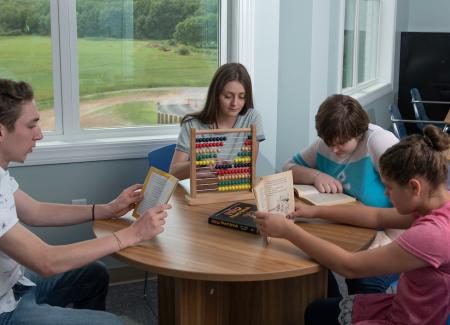 Students playing games