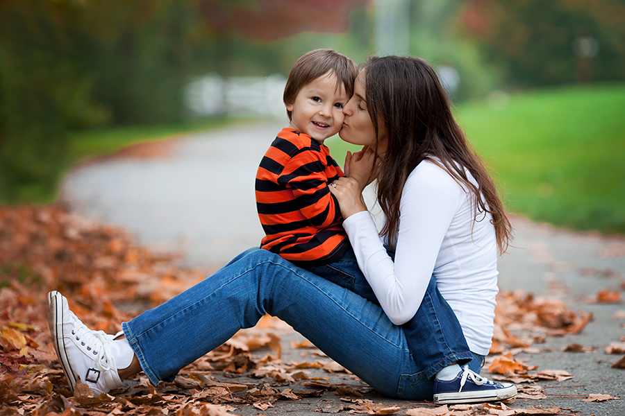 Young mom with her son